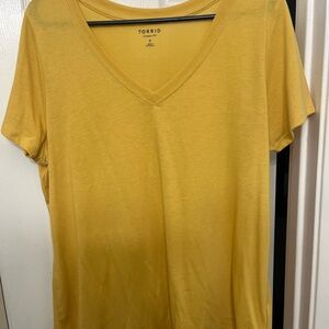 Torrid Women's Yellow V-Neck Tee